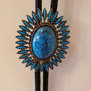 Faux turquoise Starburst bolo tie